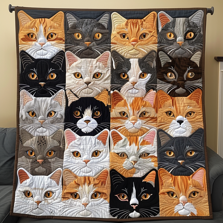 Färgglada Kattansikten Filt