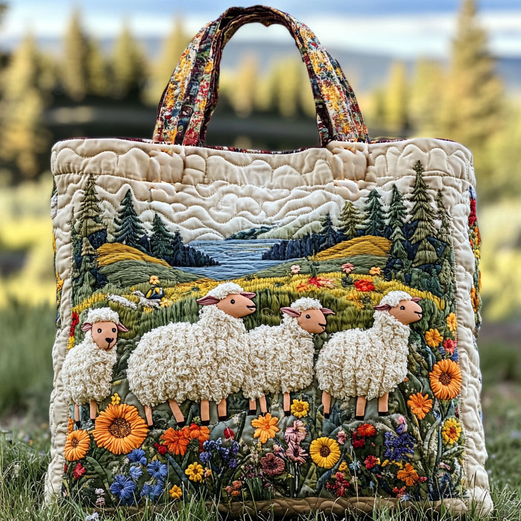 Handgjord väska – Får i Vilda Blommor
