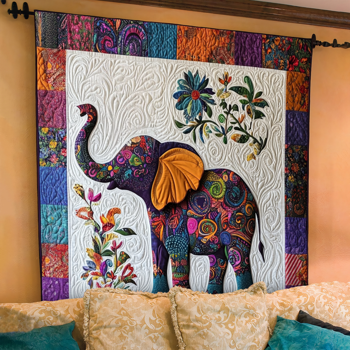 Elefant Blomsterfest Filt