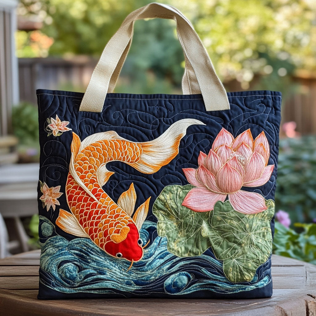 Handgjord väska – Majestätisk Lotus-Koi