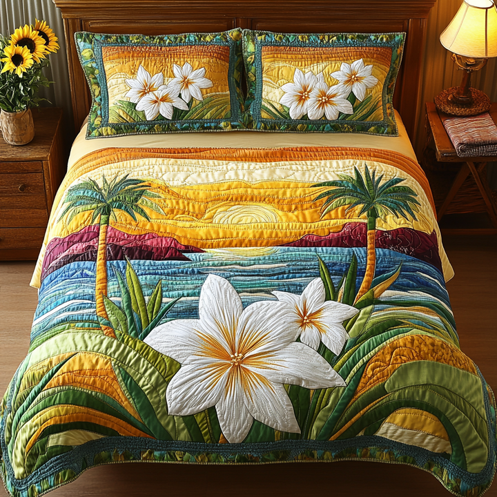 Plumeria Strand Palmer 3-delat Bäddset