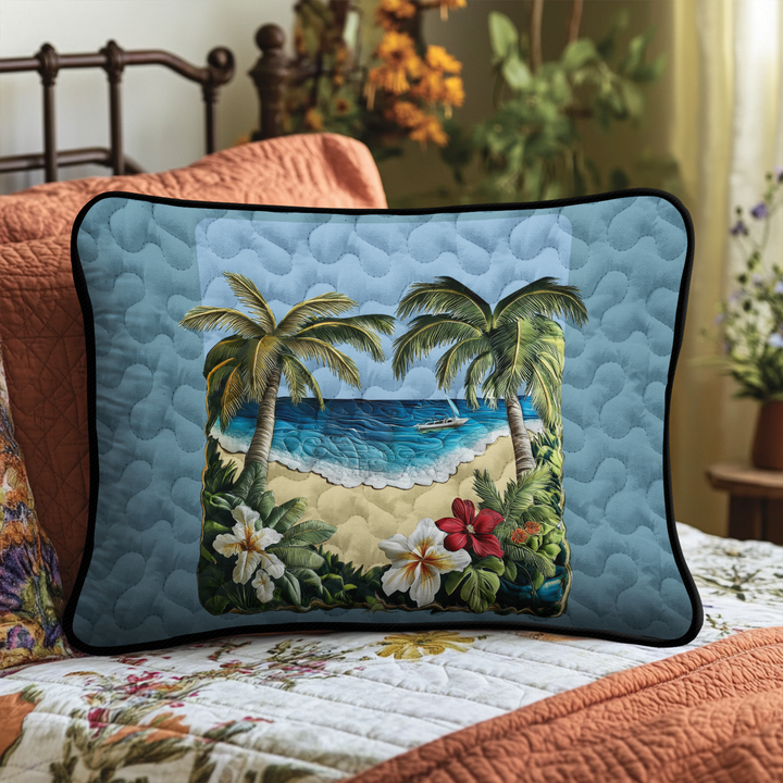 Palm Strand Blommor Kuddfodral