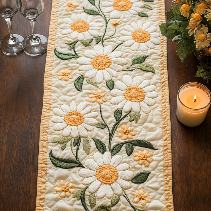 Vita Prästkragar Blomstergrace Bordslöpare