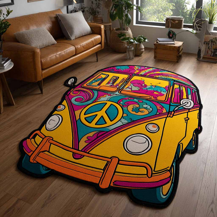 Färgglad Boho Hippiebuss Specialformad Filt