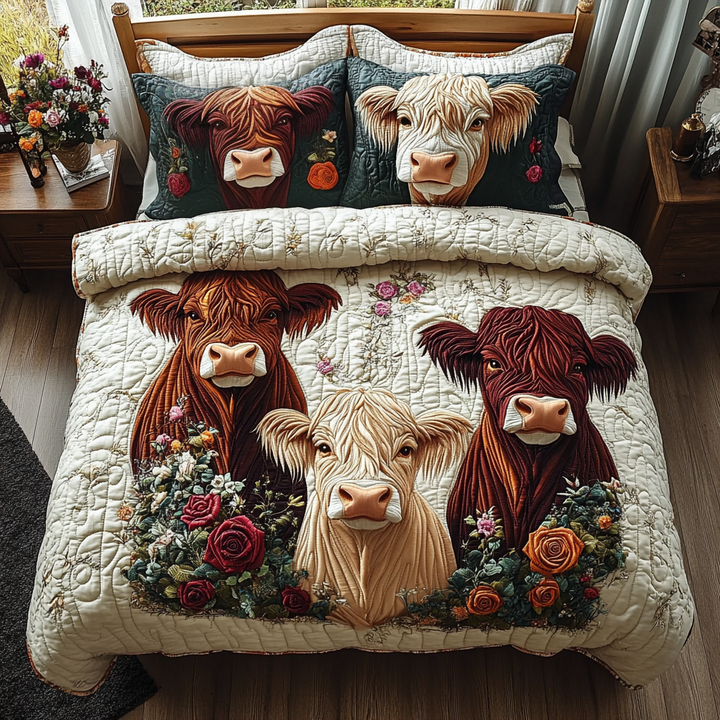 Blommande Highlandboskap 3-delat Bäddset