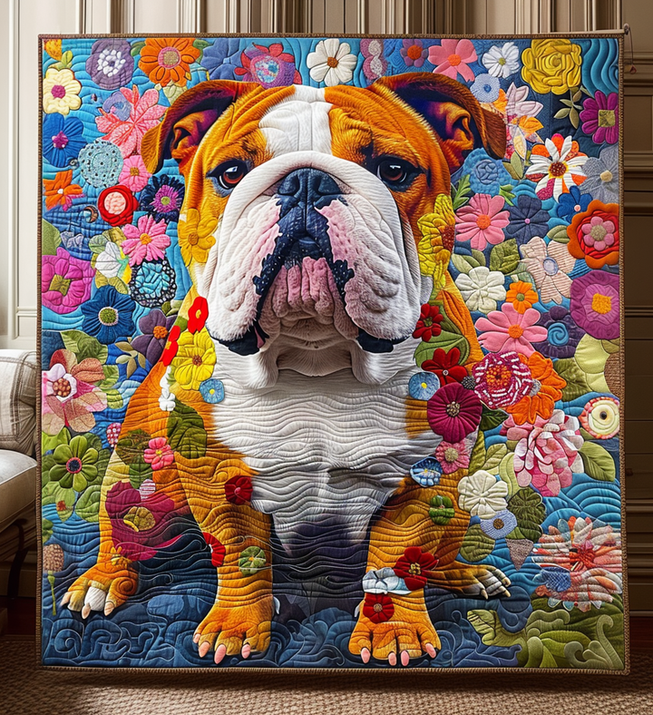 Bulldogg Blomsterträdgård Filt