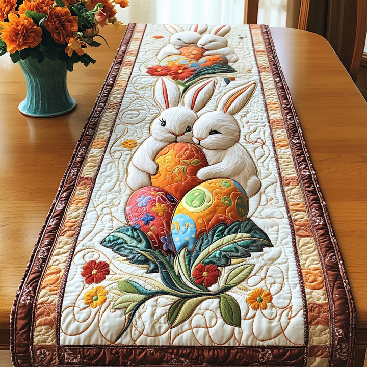 Påskhare Ägg Blommor Bordslöpare