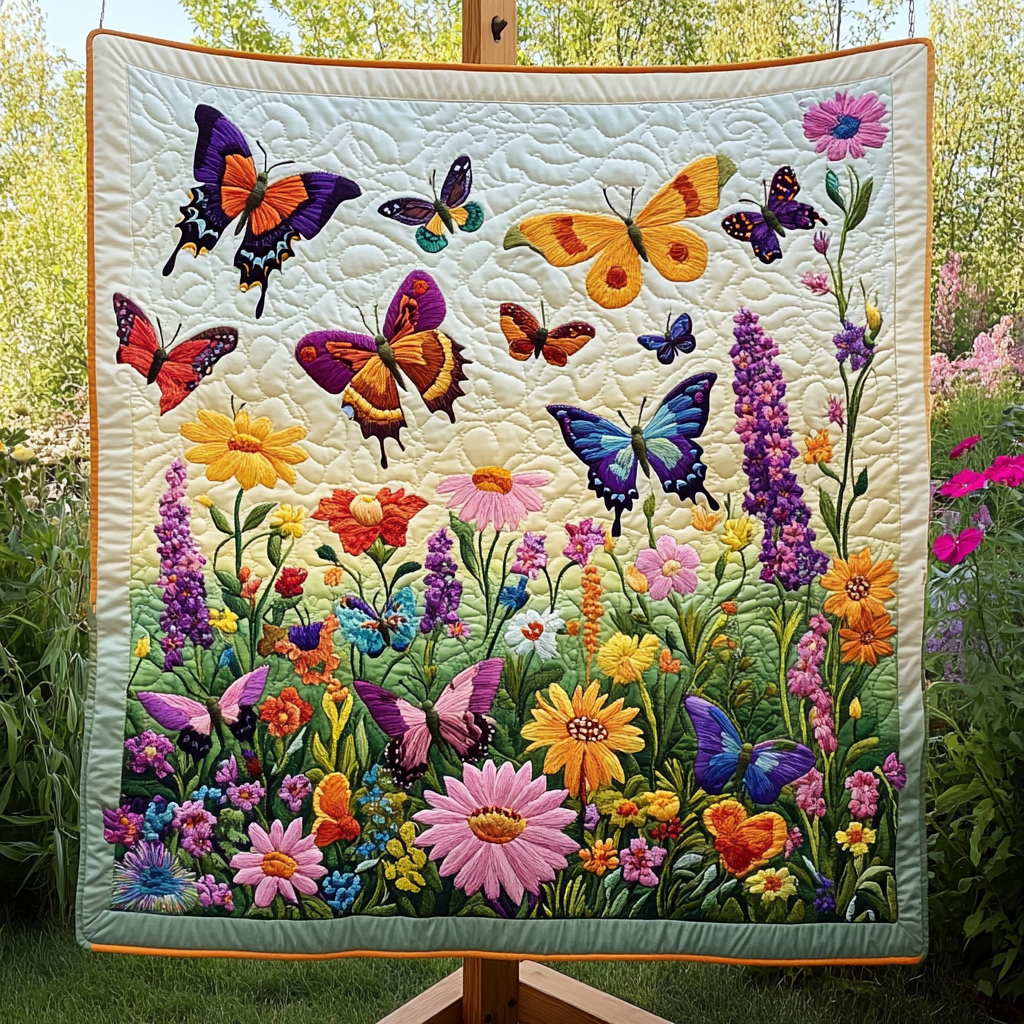 Fjärilslycka Blomsteräng Filt