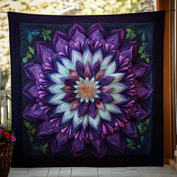 Violett Mandalablomma Filt