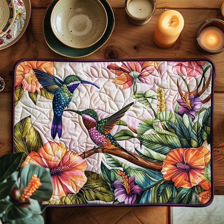 Charmig Kolibri Blommor Glasunderlägg