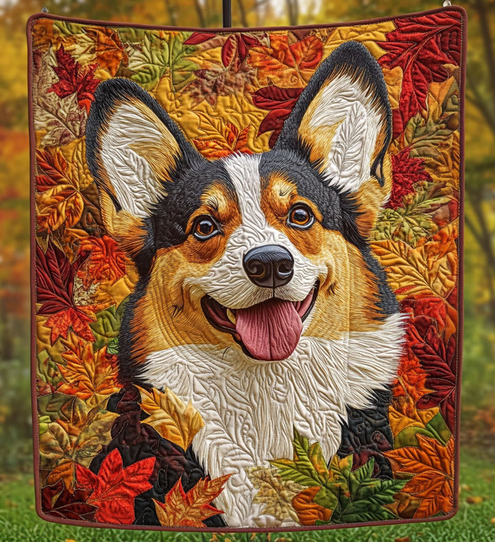 Mysig Corgi Höstlöv Filt