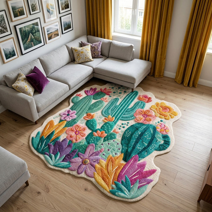 Färgglada Ökenblommor Kaktus Specialformad Filt