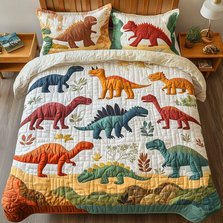 Färgglada Dinosaurier Safari 3-delat Bäddset