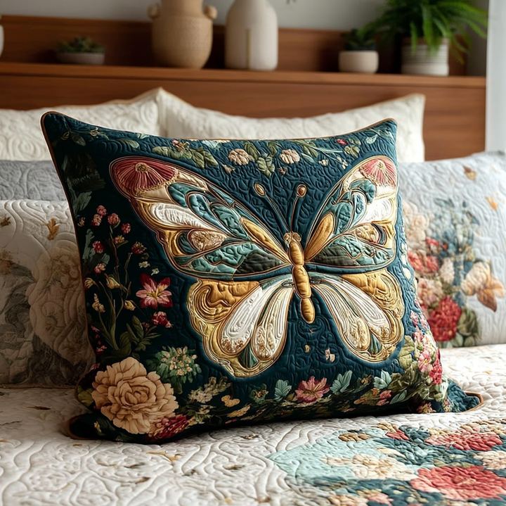 Smaragd Fjäril Blommor Kuddfodral