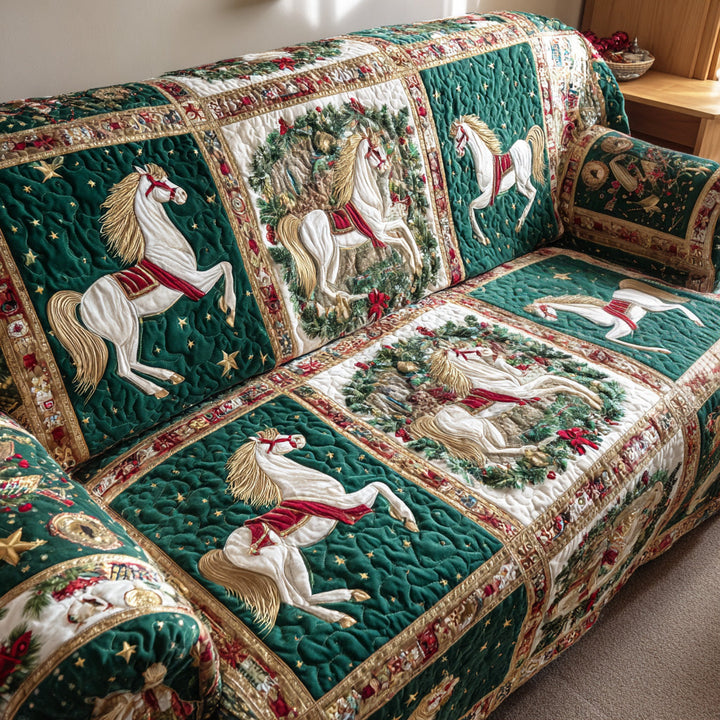 Vita Hästar Granskog Sofföverkast