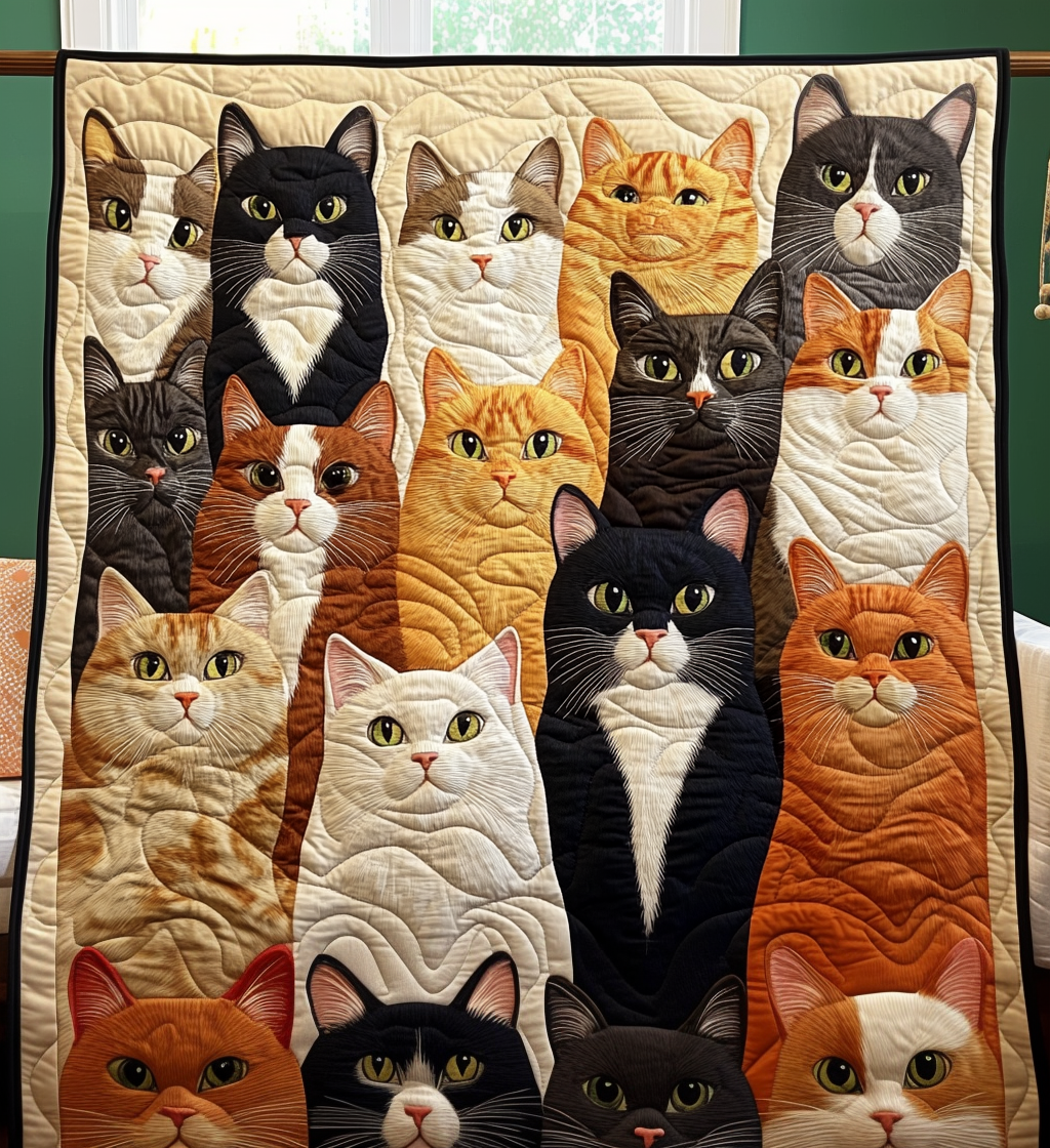 Färgglad Kattsamling Filt