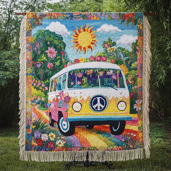 Blomsterkraft Hippiebuss Vävd Soffilt