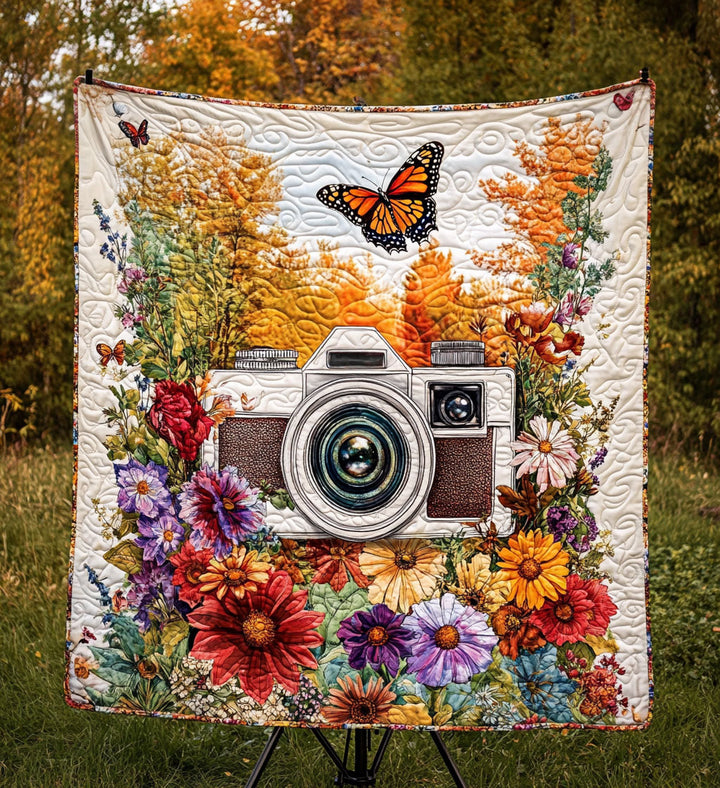Vintage Kamera och Blommor Konst Hängande