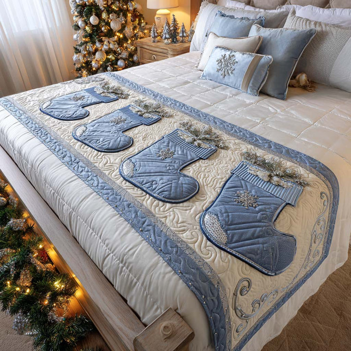 Frostiga Blå Julstrumpor Sänglöpare