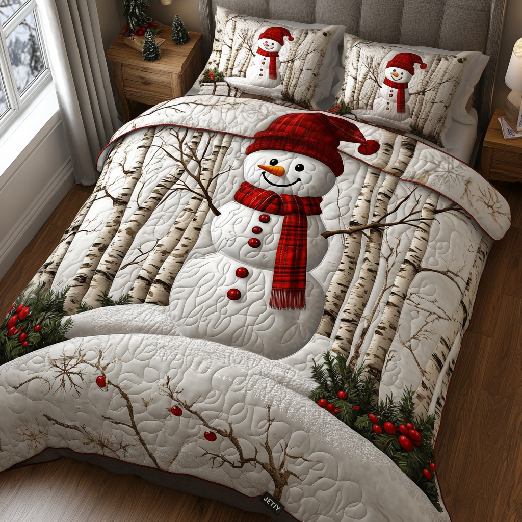 Frostig Snögubbe Granskog 3-delat Bäddset