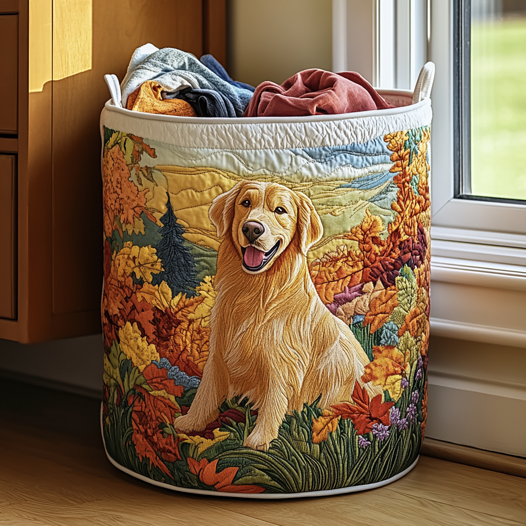 Golden Retriever på Hösten Tvättkorg