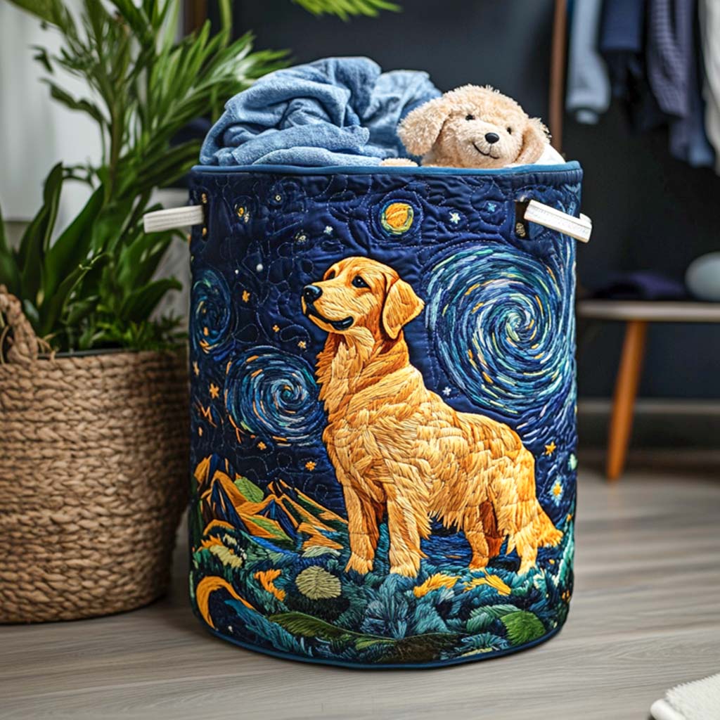 Golden Retriever i Stjärnnatt Tvättkorg