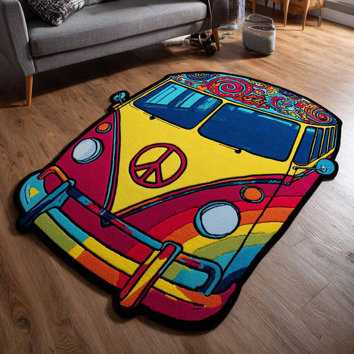 Knallfärgad Hippiebuss Specialformad Filt