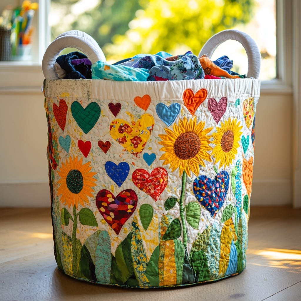 Solrosor och Hjärtan Tvättkorg