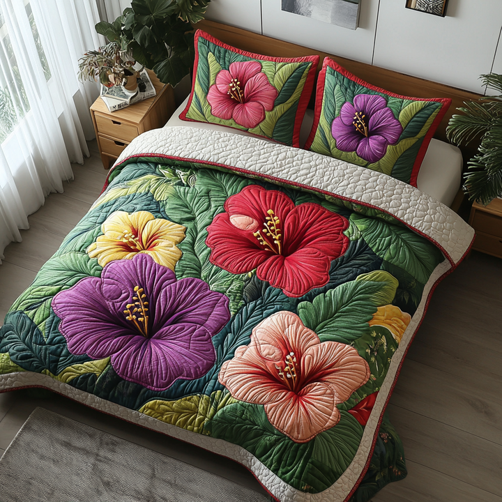 Vit Hibiskus Blom 3-delat Bäddset