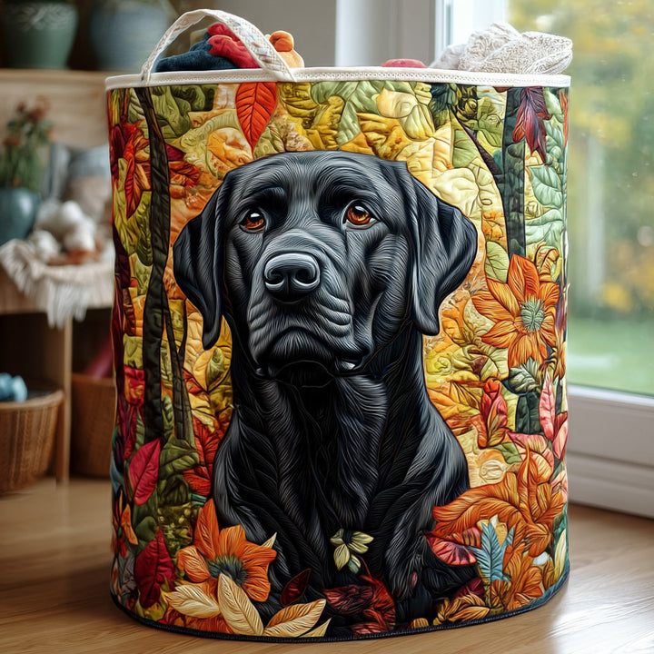 Svart Labrador Porträtt Tvättkorg