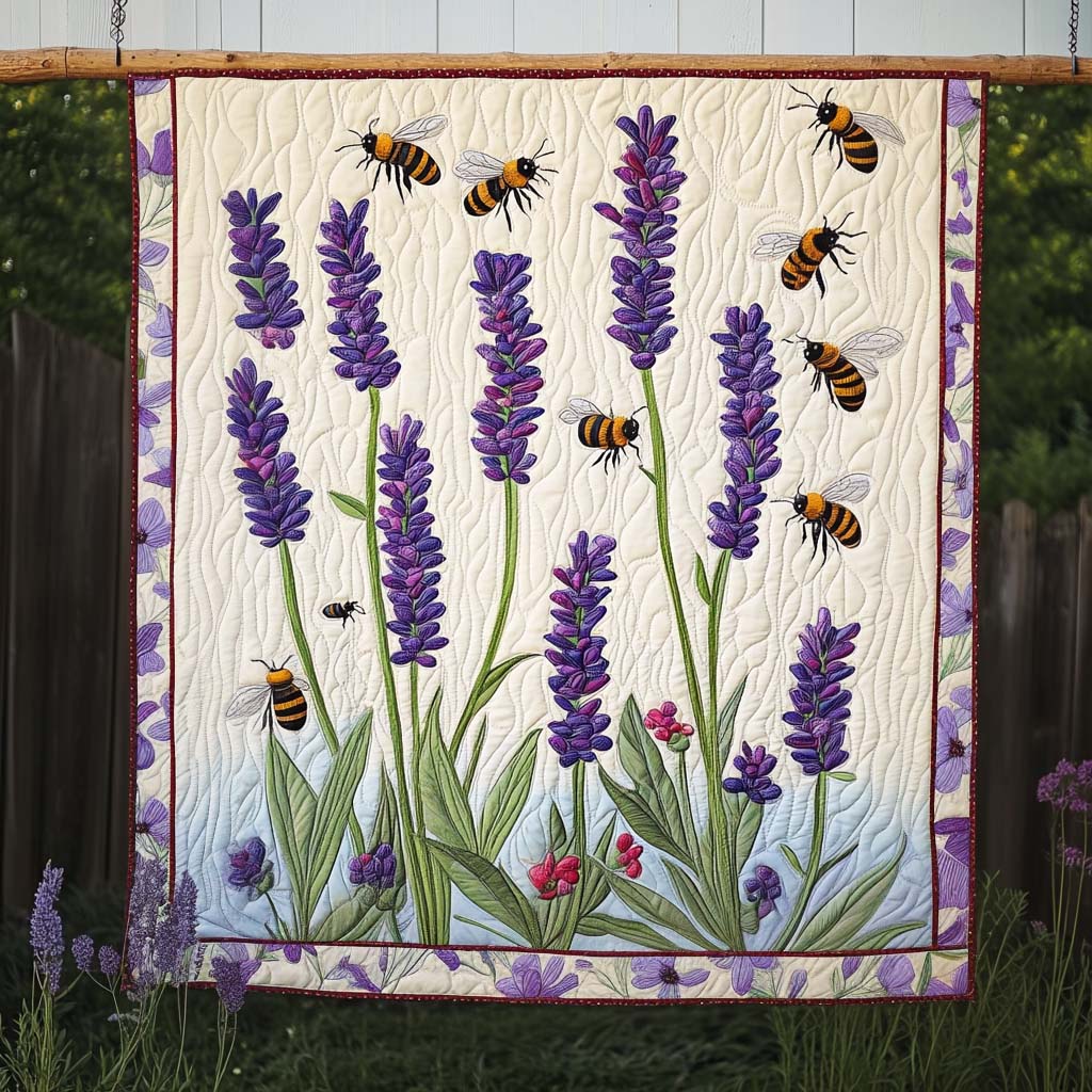 Lavendel och Bin Konst Väggbonad