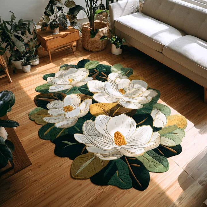 Vita Magnoliablommor Specialformad Filt