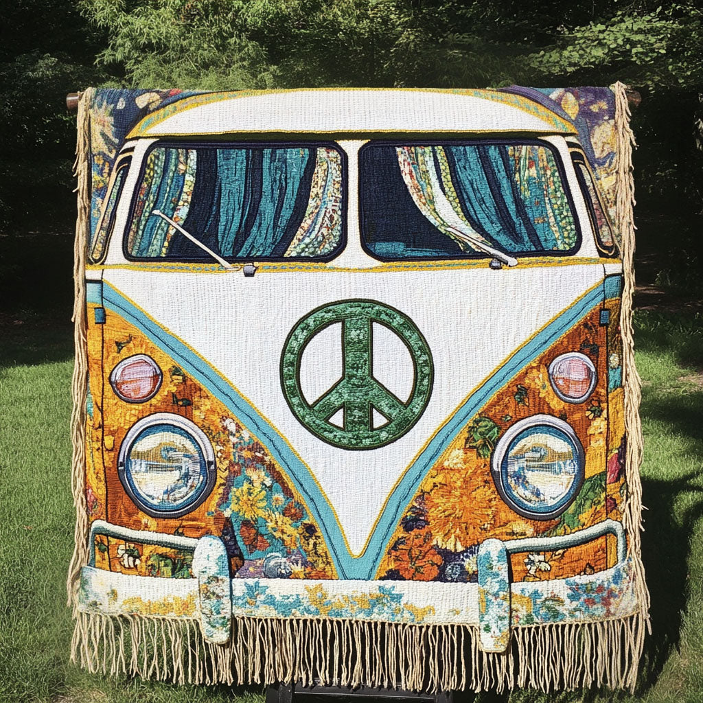 Fred Hippiebuss Framifrån Vävd Soffilt