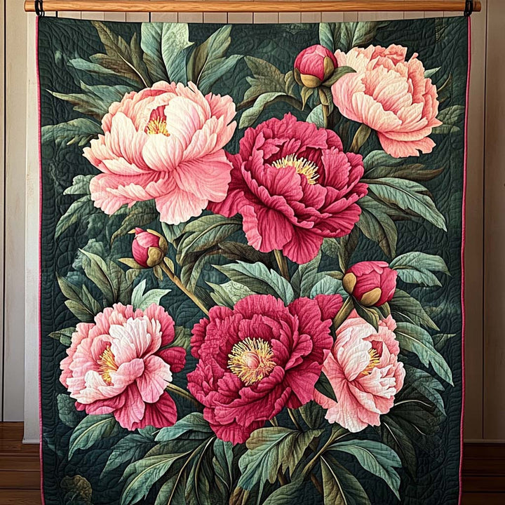 Rosa Pioner Blommor Konst Väggbonad