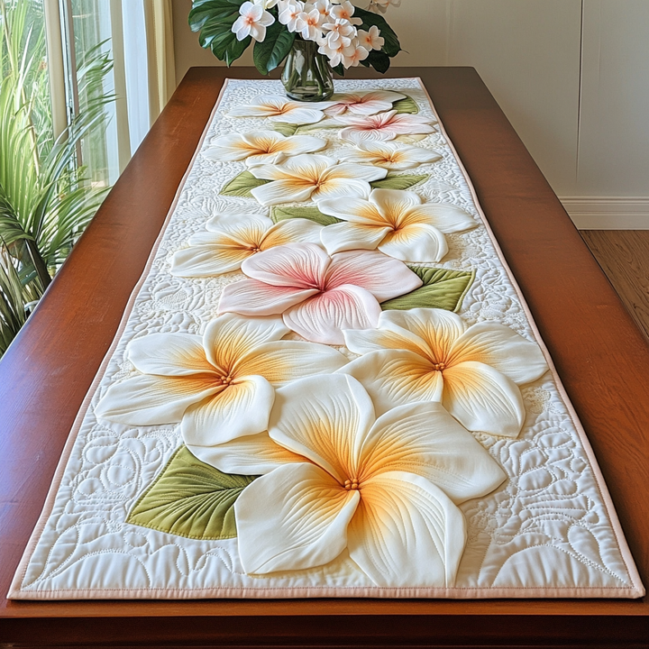 Vit Plumeria Blomsterdröm Bordslöpare
