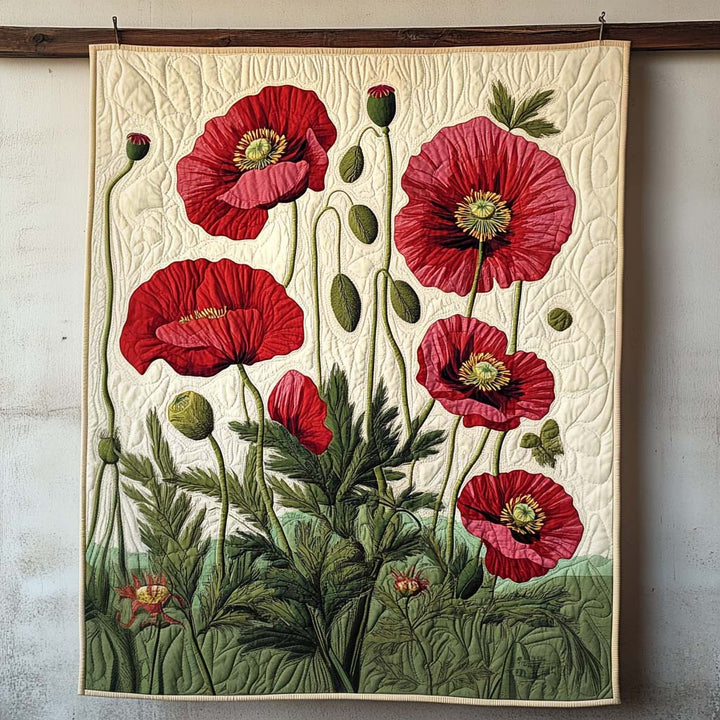 Röda Vallmoblommor Konst Väggbonad