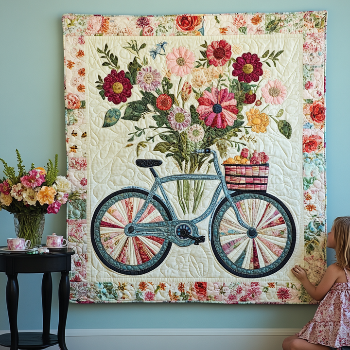 Cykel med Blombukett II Konst Väggbonad