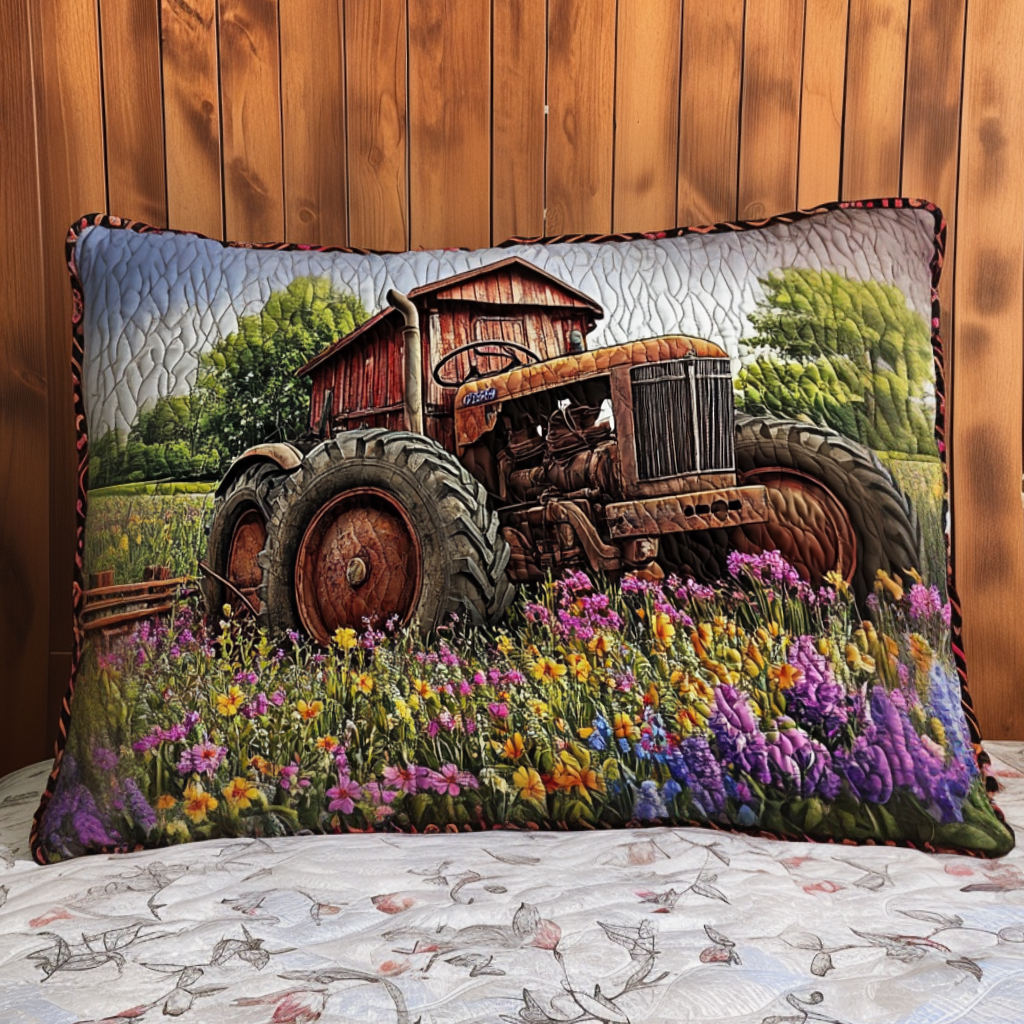 Rustik Traktor Blomsterfält Kuddfodral