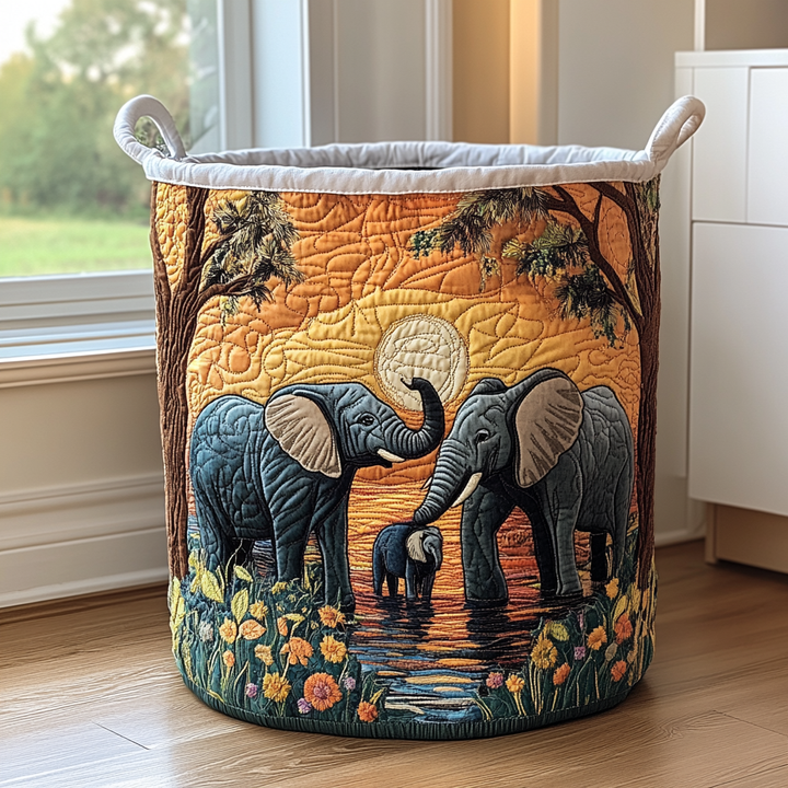 Elefanter i Solnedgången Tvättkorg