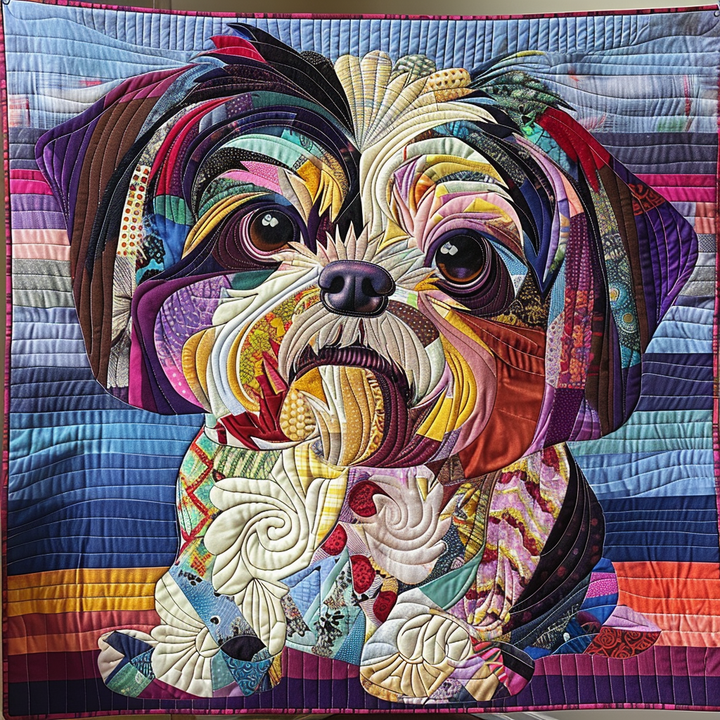 Shih Tzu Gnistrande Blommor Filt