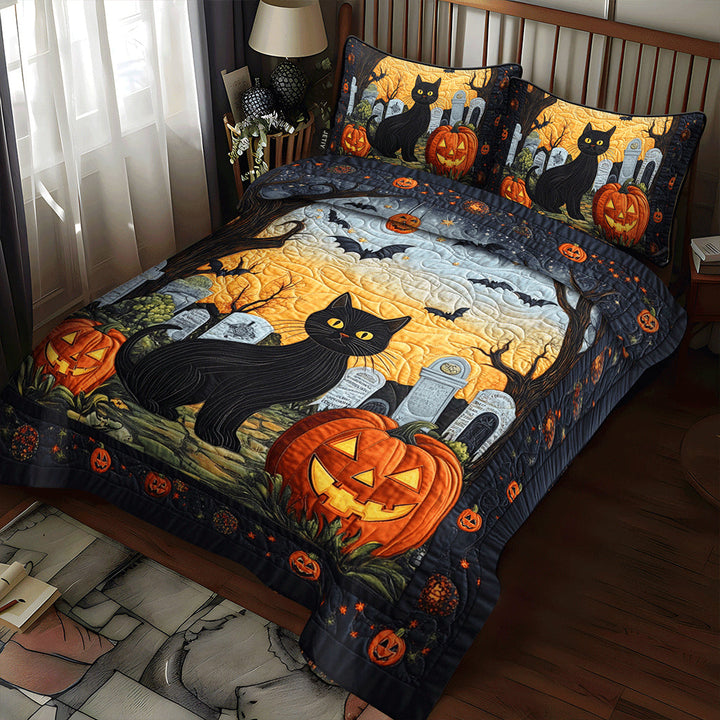 Halloween Katter Pumpa 3-delat Bäddset