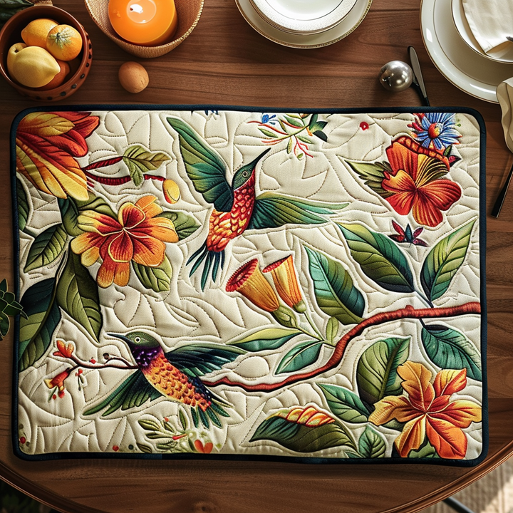 Sommarlig Kolibri Blommor Glasunderlägg