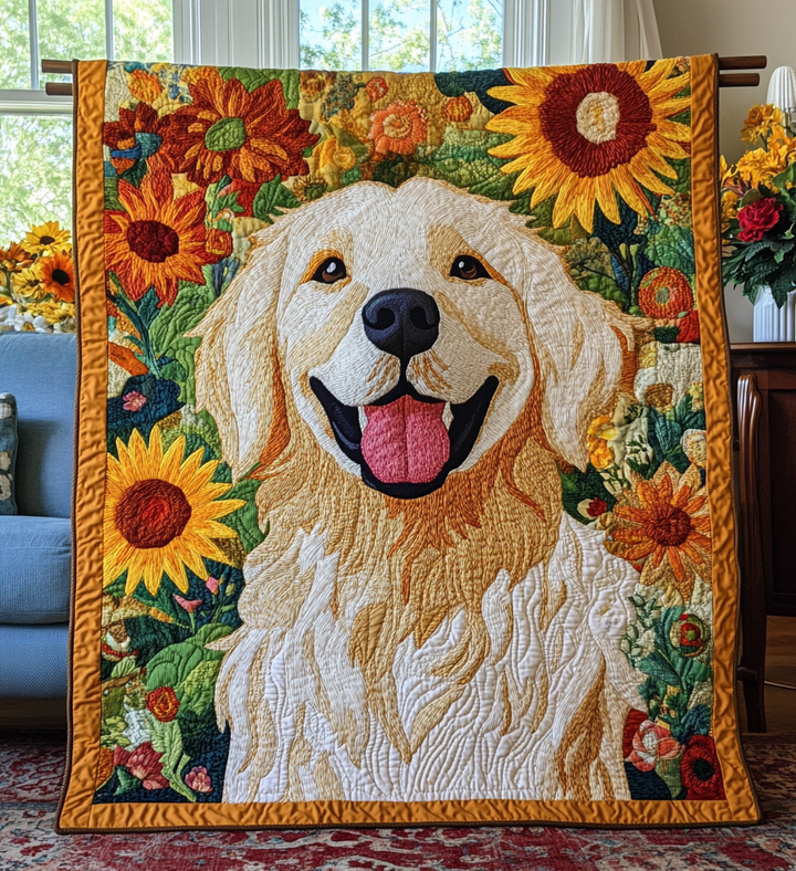 Golden Retriever Solrosor Filt