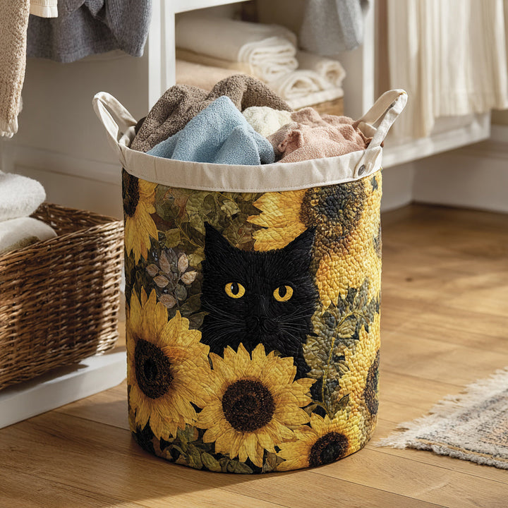 Svart Katt och Solrosor Tvättkorg