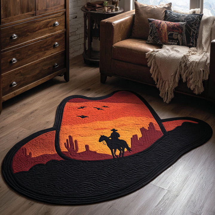 Cowboyhatt Solnedgång Ryttare Specialformad Filt