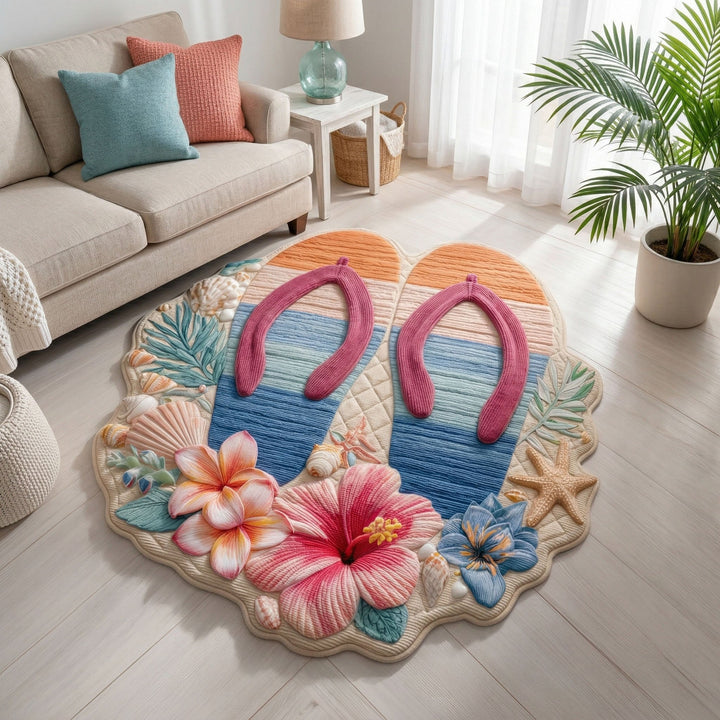 Tropiska Flip Flop Blommor Specialformad Filt