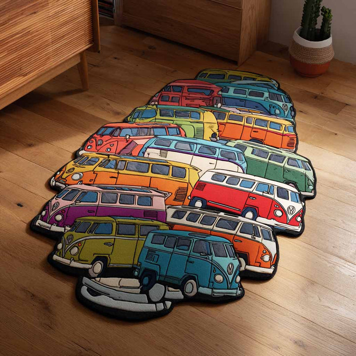 Färgglad Hippiebuss Parad Specialformad Filt