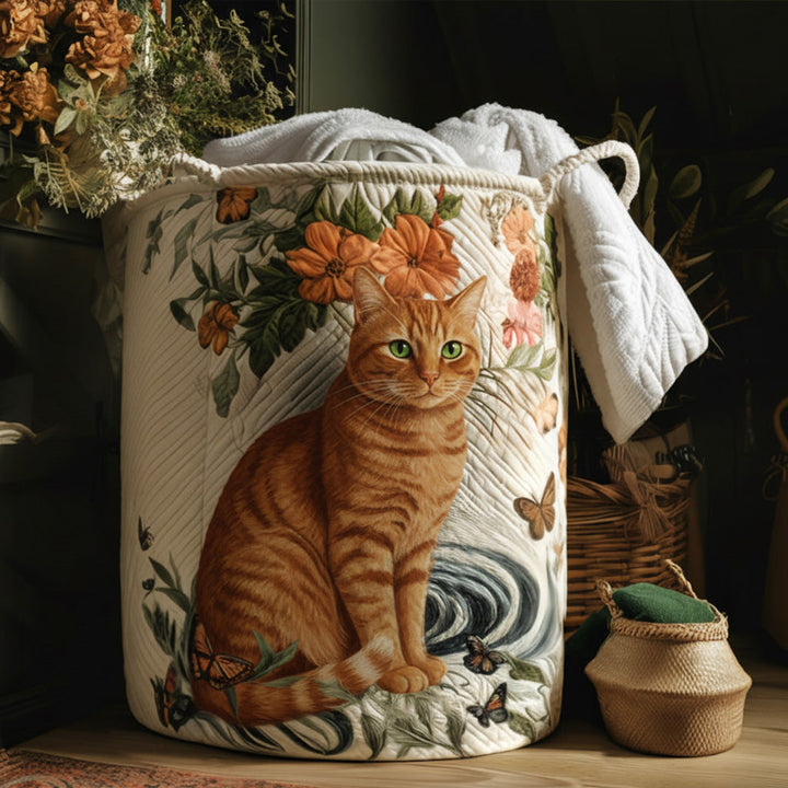 Varm Orange Katt Tvättkorg