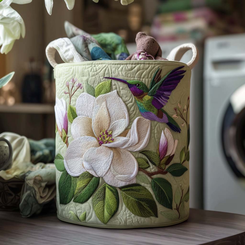 Kolibri vid Vit Magnolia Tvättkorg