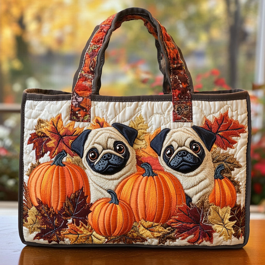Handgjord väska – Mops med Höstpumpa